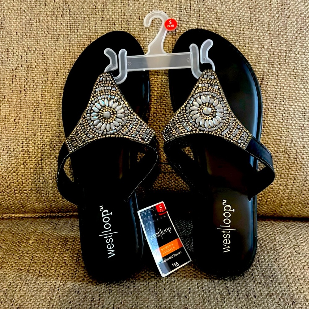 Women’s Size S (5-6) West Loop Rhinestone Sandals New With Tags